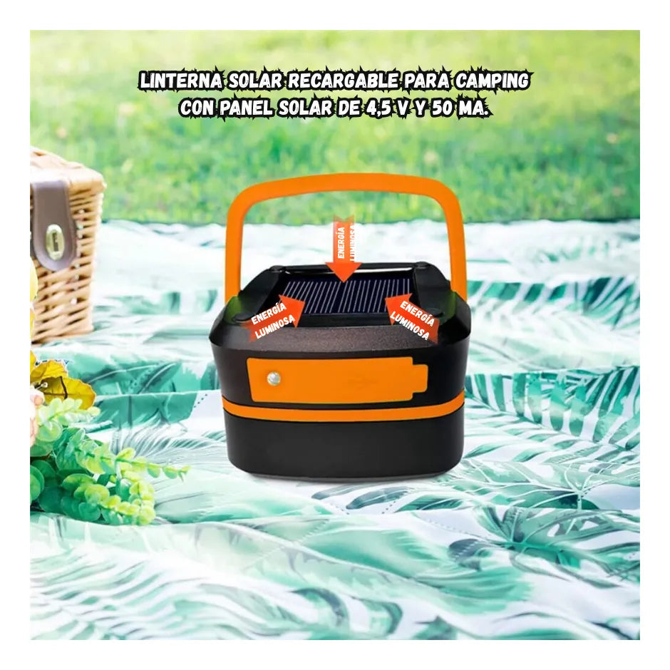 Linterna Led Solar Plegable Portatil Para Camping 3 Tonos De Luz