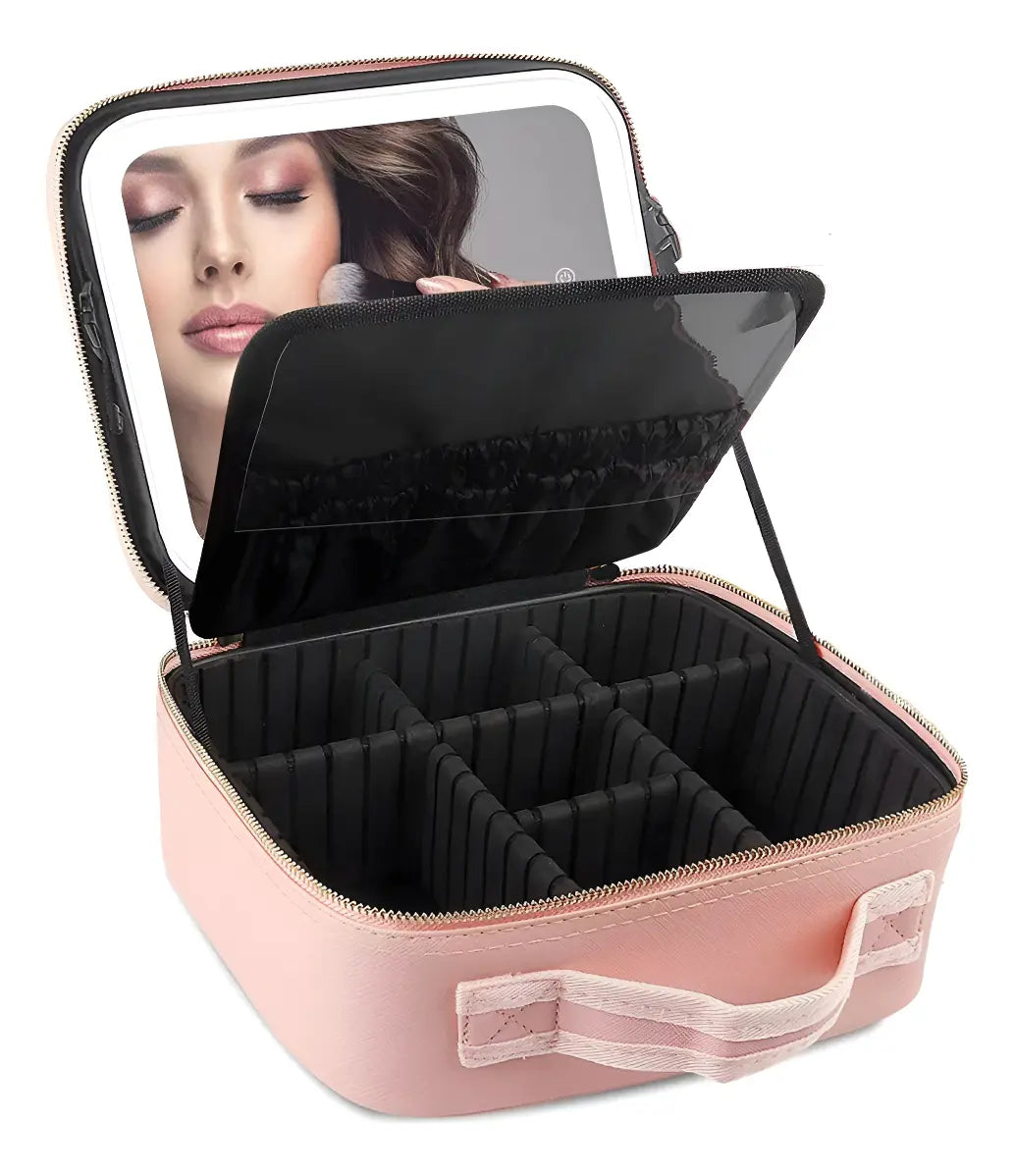 Estuche Portátil Para Maquillaje Con Luz Led Y Espejo Viaje