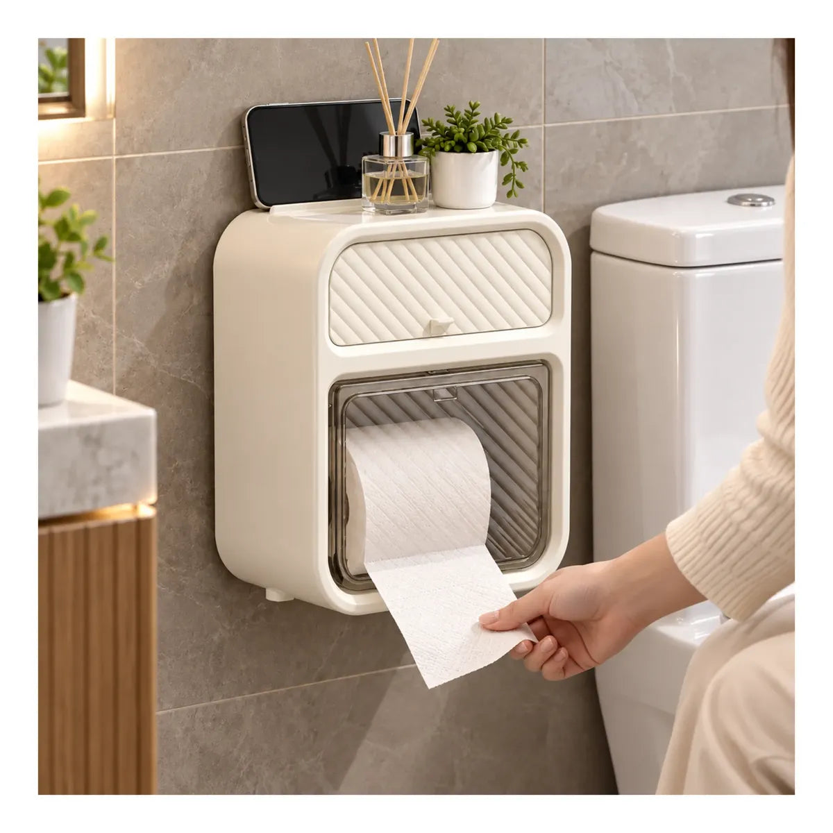 Organizador De Papel Higienico Con Estante Impermeable Para Baño