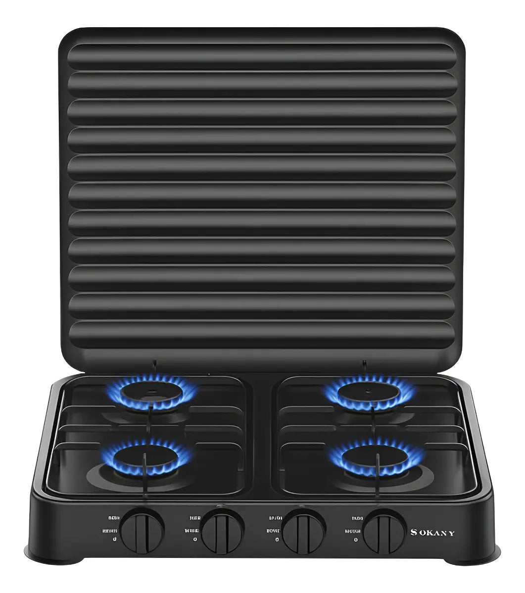 Estufa A Gas 4 Puestos Portatil Con Tapa Sokany 8,8KW