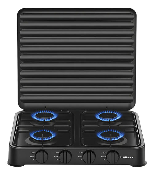 Estufa A Gas 4 Puestos Portatil Con Tapa Sokany 8,8KW