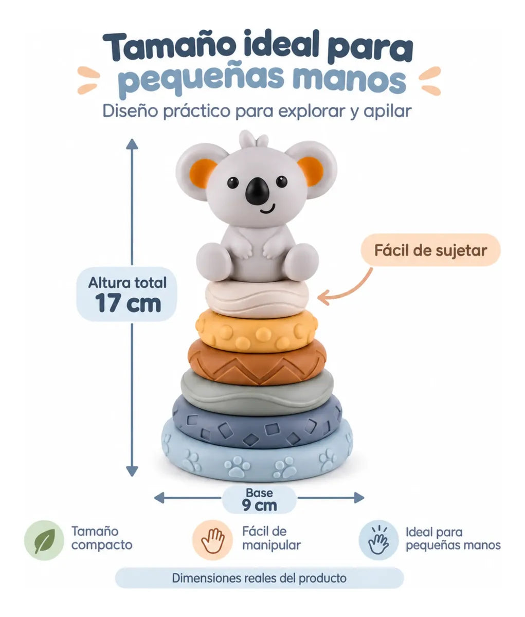 Juguete Didáctico Koala Torre Apilable Silicona Para Bebé