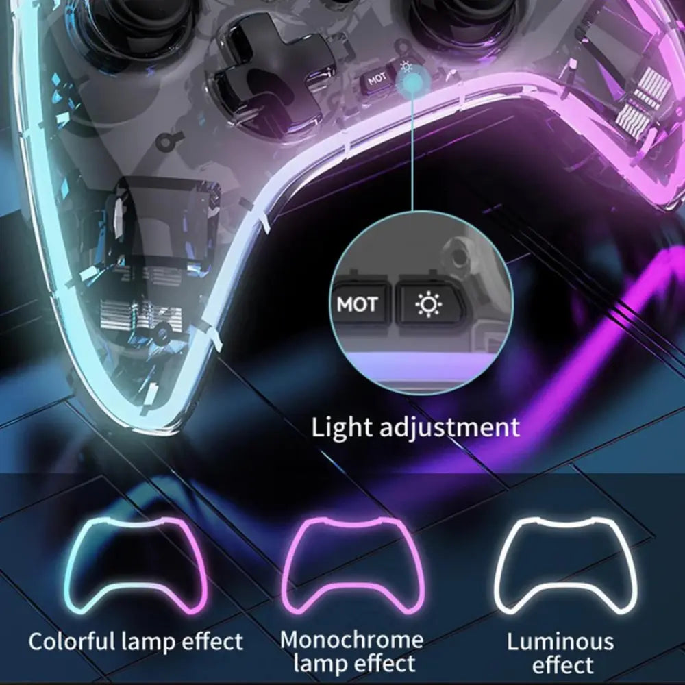 Control Inalambrico Gamepad Transparente Rgb Joystick Bsp-s3