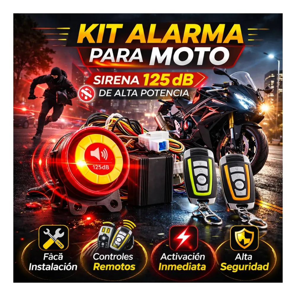 Kit Alarma Para Moto Sirena 125 Db Con 2 Controles Remotos