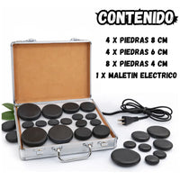 Kit Piedras Volcánicas Para Masaje Spa Profesional Maletin