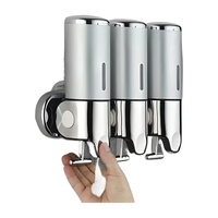 Dispensador pared  de shampoo jabon 3 compartimientos