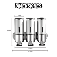 Dispensador pared  de shampoo jabon 3 compartimientos