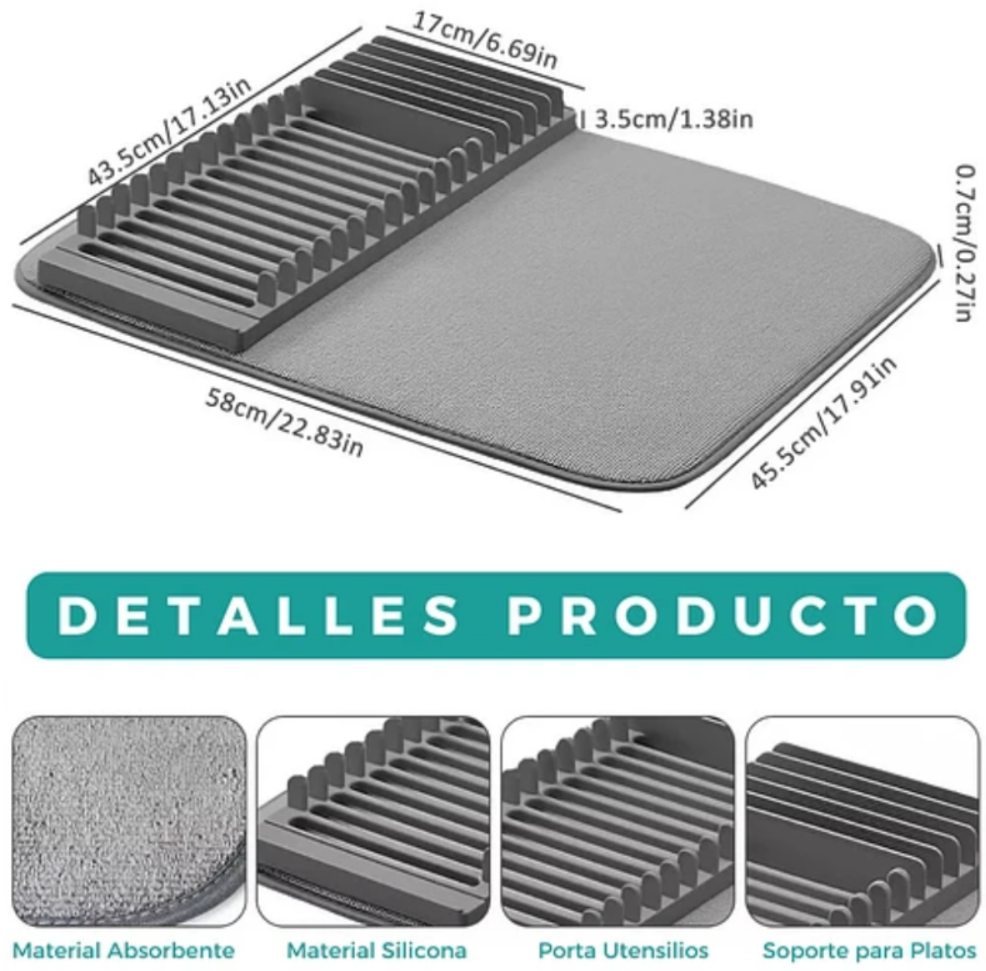 Tapete Escurridor De Loza Absorbente Organizador De Platos