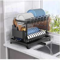 Escurridor De Platos Acero Inoxidable 2 Niveles Con Drenaje