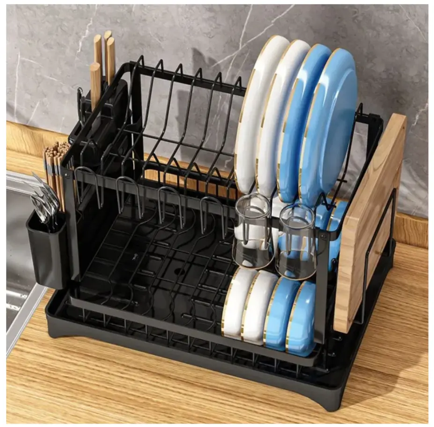 Escurridor De Platos Acero Inoxidable 2 Niveles Con Drenaje
