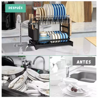 Escurridor De Platos Acero Inoxidable 2 Niveles Con Drenaje