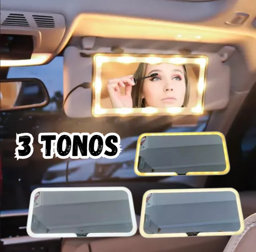 Espejo Luz Led Parasol Para Carro, Tocador Recargable Usb 05