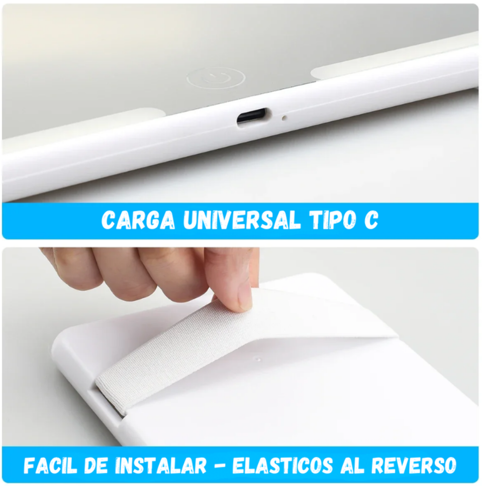 Espejo Luz Led Parasol Para Carro, Tocador Recargable Usb 05