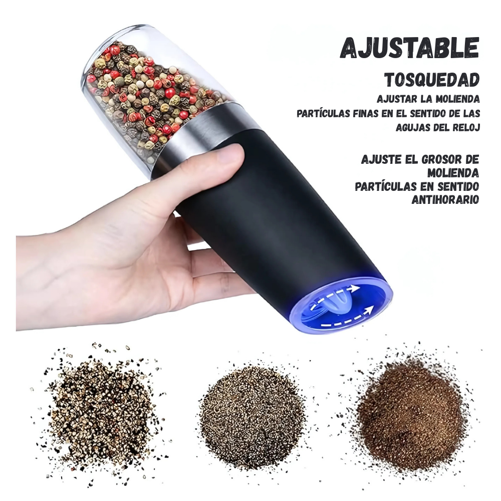 Moledor Triturador X2 Dispensador Eléctrico Especias Luzled