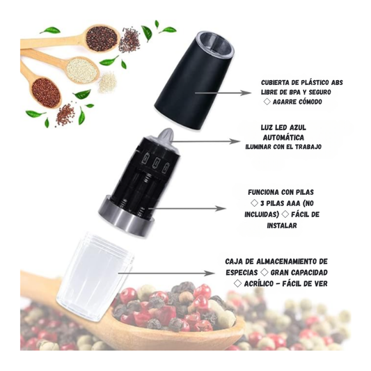 Moledor Triturador Dispensador Automático Sal Pimienta