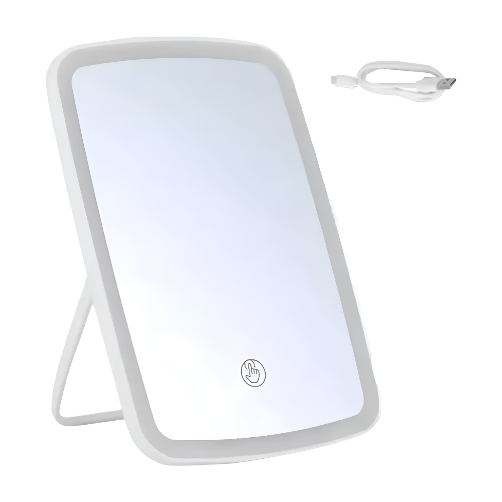 Espejo Cosmetico Led Recargable Con Luz Tactil Tonos Ajustables