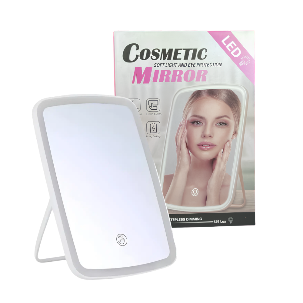 Espejo Cosmetico Led Recargable Con Luz Tactil Tonos Ajustables