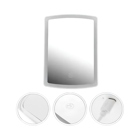 Espejo Cosmetico Led Recargable Con Luz Tactil Tonos Ajustables