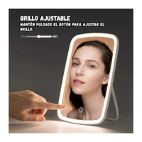 Espejo Cosmetico Led Recargable Con Luz Tactil Tonos Ajustables
