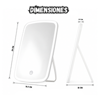 Espejo Cosmetico Led Recargable Con Luz Tactil Tonos Ajustables