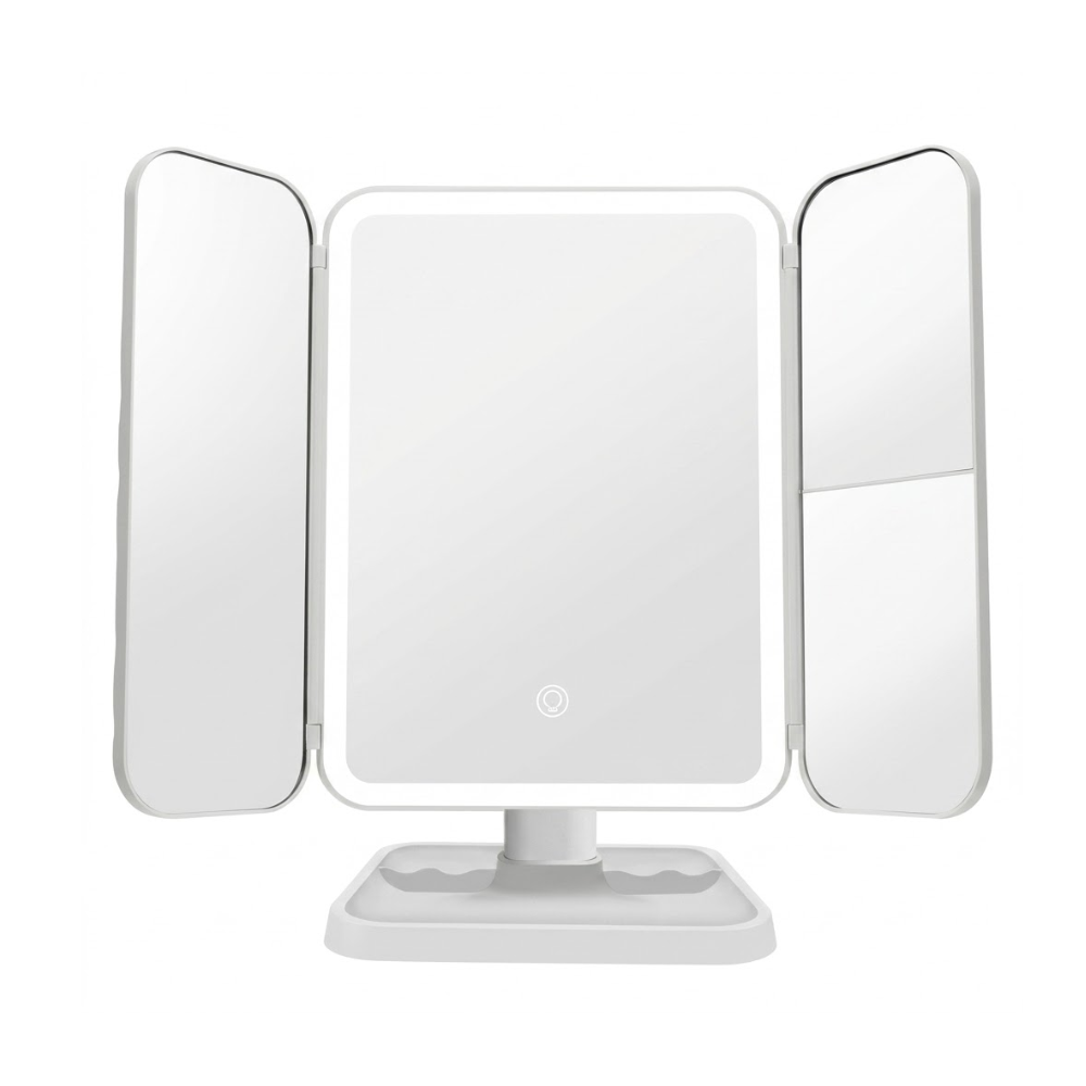 Espejo Maquillaje Led Tri-fold 3 Luces Táctil Profesiona