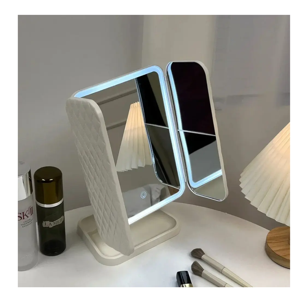 Espejo Maquillaje Led Tri-fold 3 Luces Táctil Profesiona