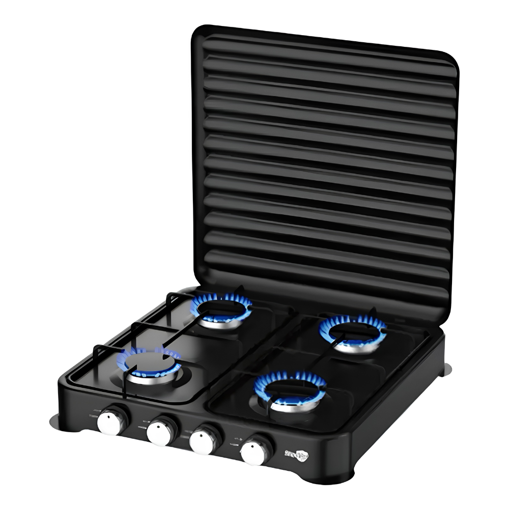 Estufa a Gas De Lujo Portatil 4 Quemadores Tapa protectora Starlux