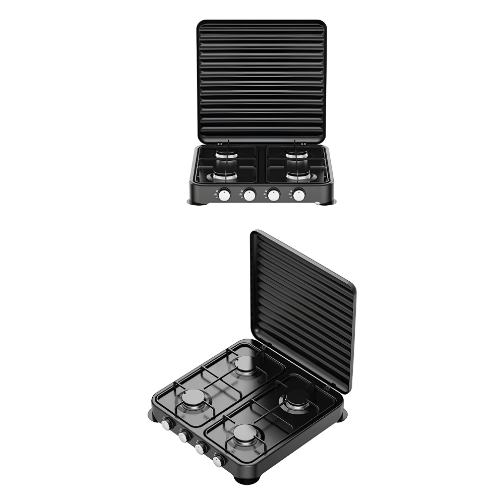 Estufa a Gas De Lujo Portatil 4 Quemadores Tapa protectora Starlux