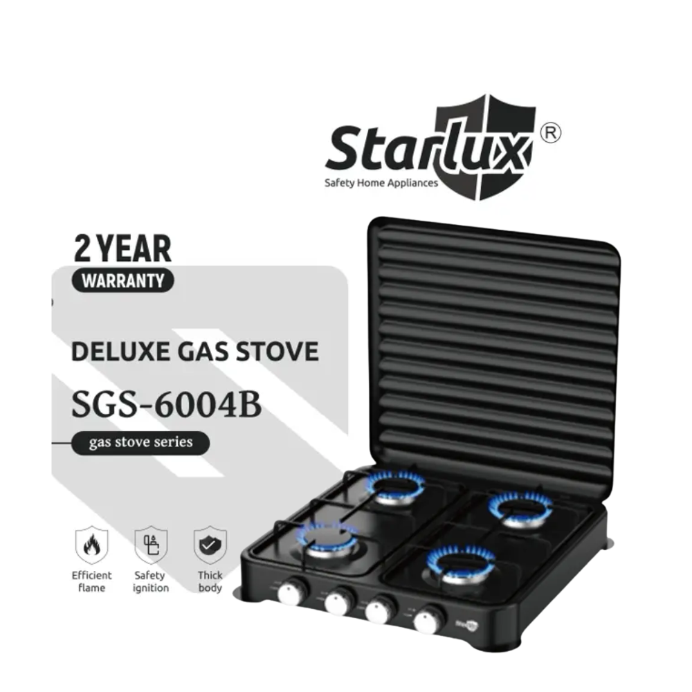 Estufa a Gas De Lujo Portatil 4 Quemadores Tapa protectora Starlux