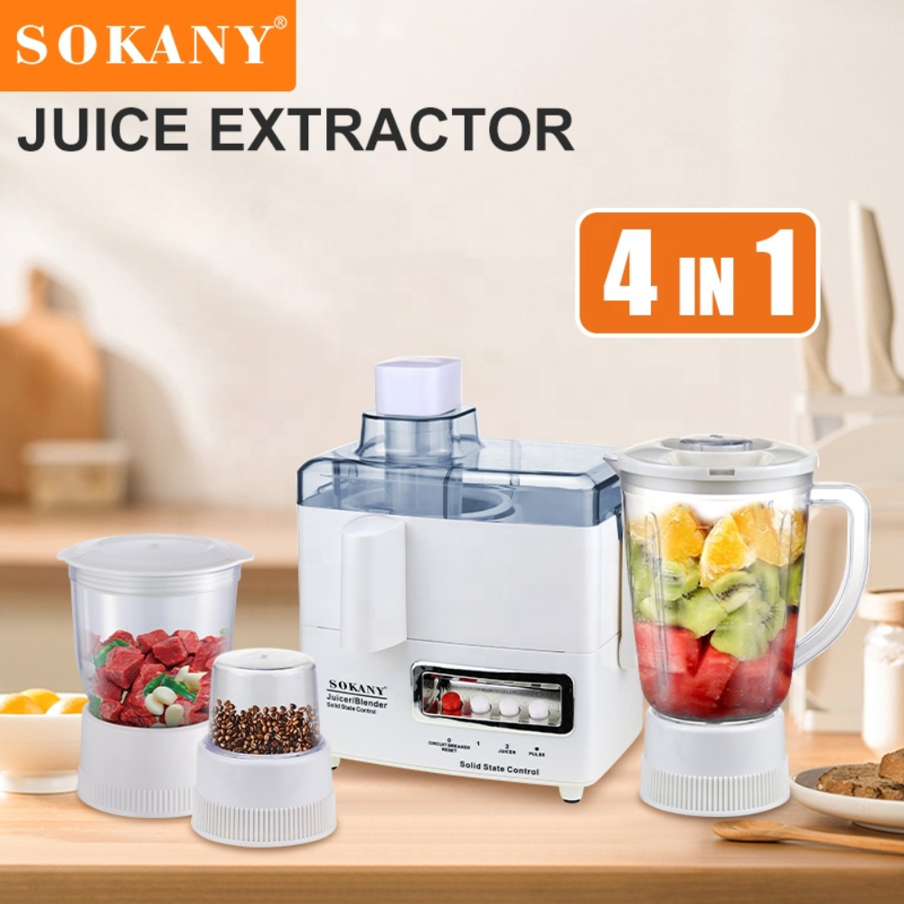 Extractor De Jugos Y Licuadora 4 En 1 Sokany Picatodo Molino Blanco