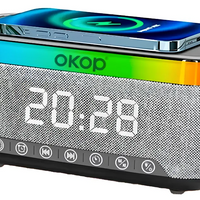 Reloj Despertador Con Carga Inalámbrica Luces Rgb Y Radio Fm