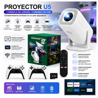 Proyector U5 Smart Android Consola Juegos 2 Controles Wifi
