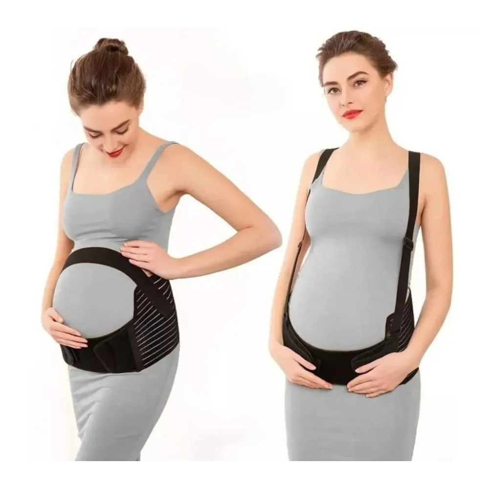 Faja Materna Soporte Prenatal Con Tirantas Ajustable Negro