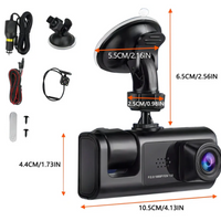Cámara Carro Dash Cam 1080P Hd 3 Lentes Camara Vehicular Dvr