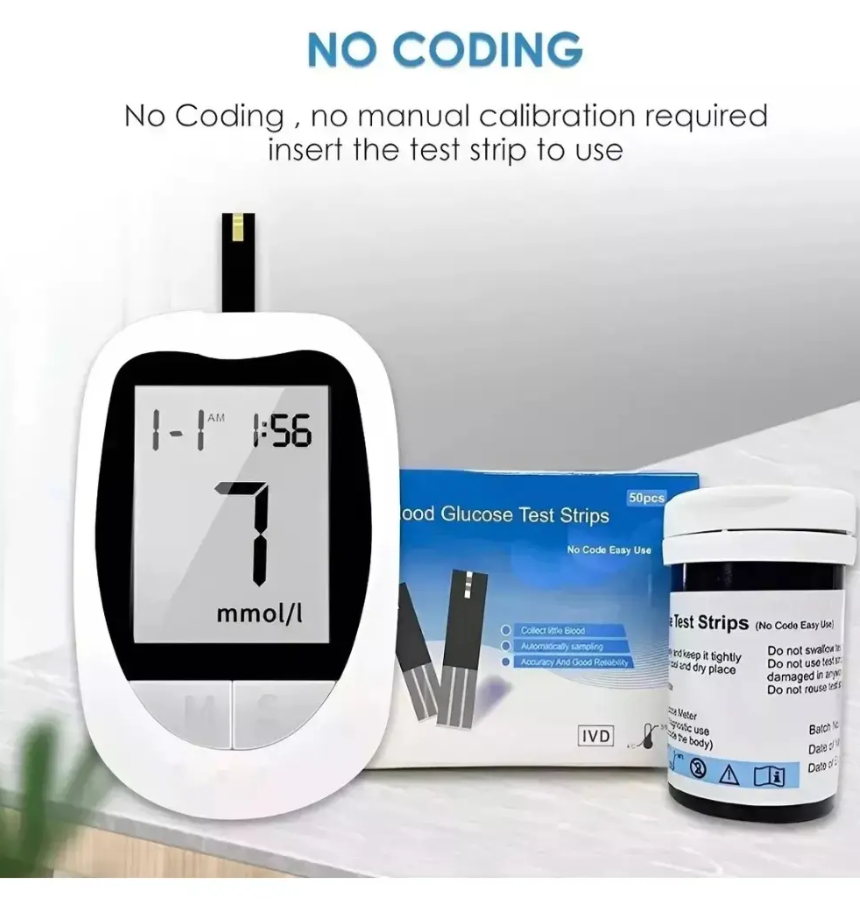 Glucómetro Monitoreo Azúcar Medidor Digital Glucosa Sangre