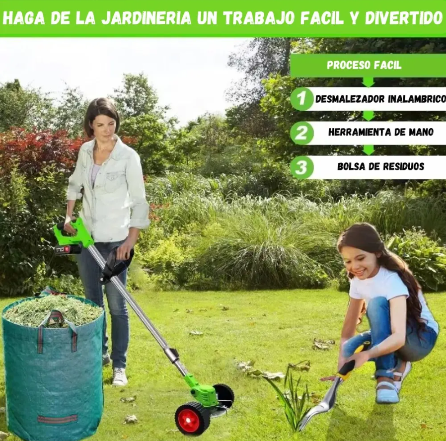 Guadaña Recargable Portatil Con Ruedas Corta Cesped 6 En 1