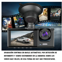 Cámara Carro Dash Cam 1080P Hd 3 Lentes Camara Vehicular Dvr