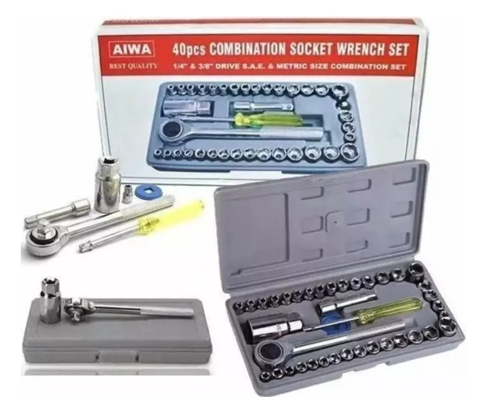 Juego Completo Copas Socket- 40pcs Herramientas 1/4 Y 3/8