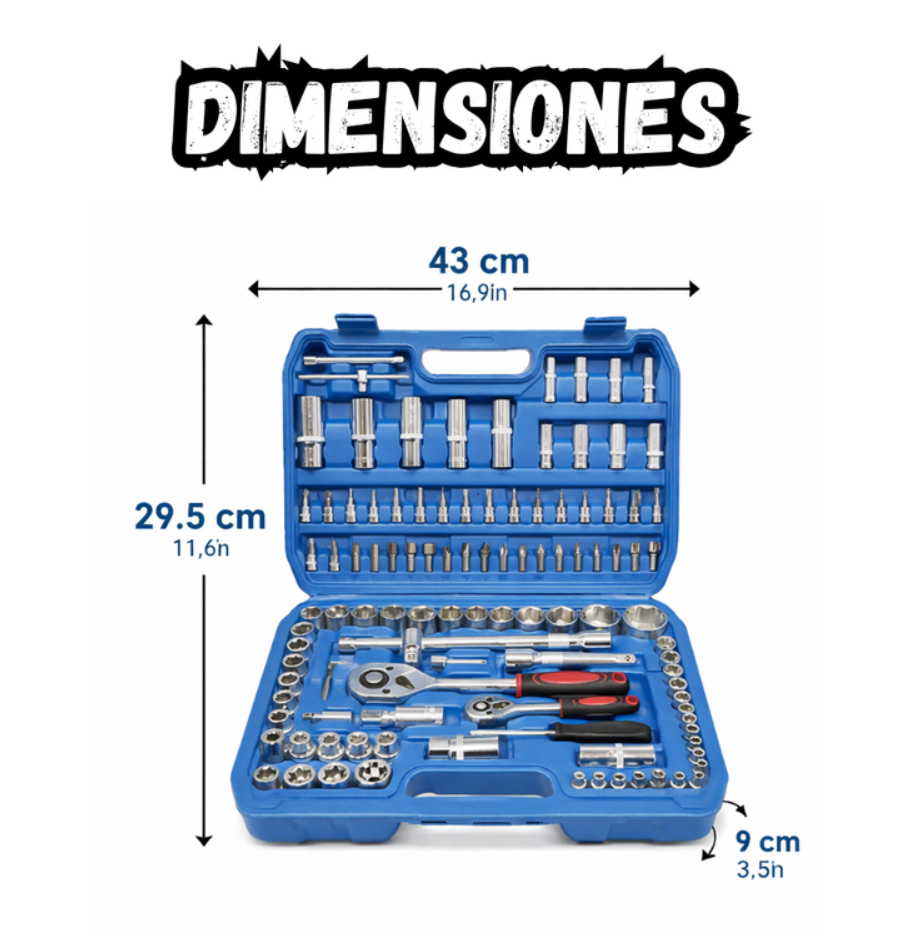 Kit Herramientas 108 Pzs Completo Dados Llaves y Accesorios Portatil