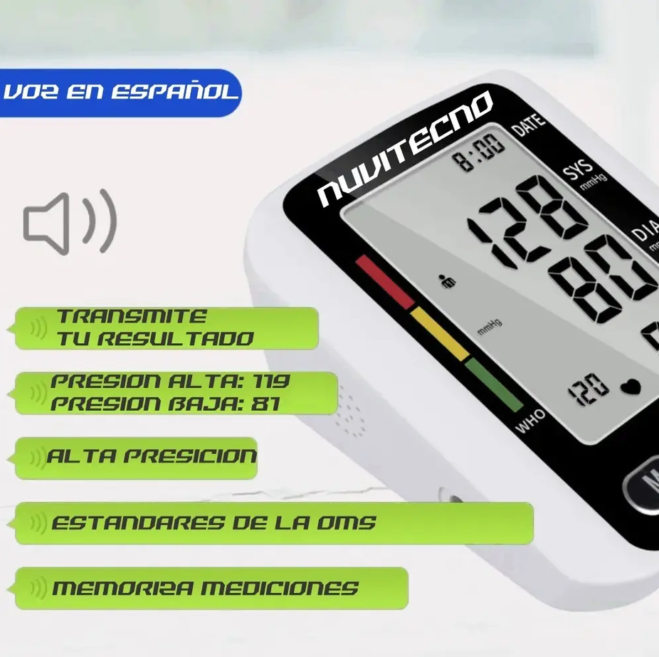 Tensiometro De Brazo Digital Exacto Con Estuche Voz Español