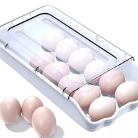 Organizador De Huevos De Plástico Deslizante Nevera Con Tapa