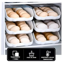 Organizador De Huevos De Plástico Deslizante Nevera Con Tapa