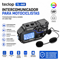 Combo Intercomunicador RGB Bluetooth M8 Radio FM Recargable