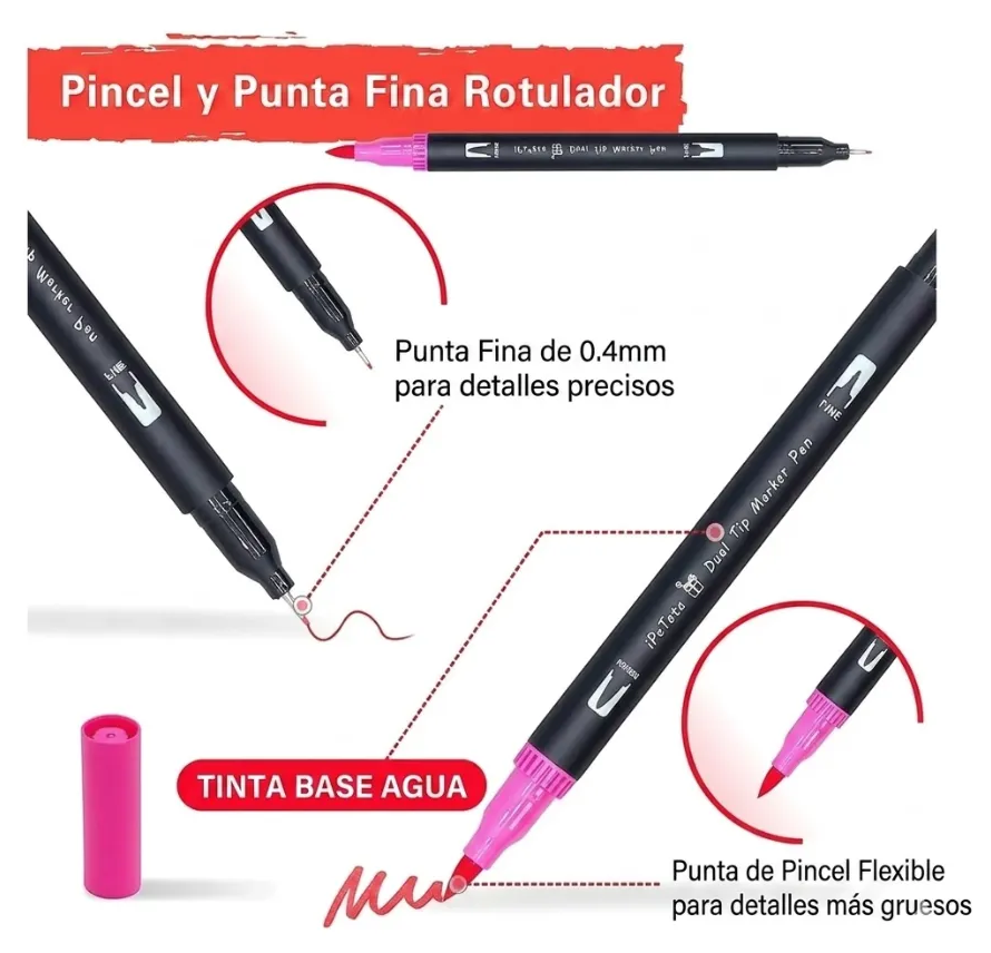 Kit 120 Plumones Profesionales Dual Brush Arte Y Diseño