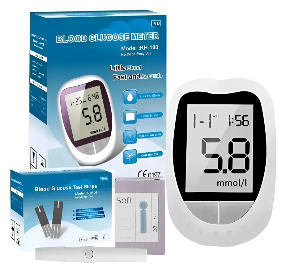 Kit De Glucometro Digital Con 50 Tiras y 50 Lancetas Portatil