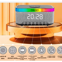 Reloj Despertador Con Carga Inalámbrica Luces Rgb Y Radio Fm