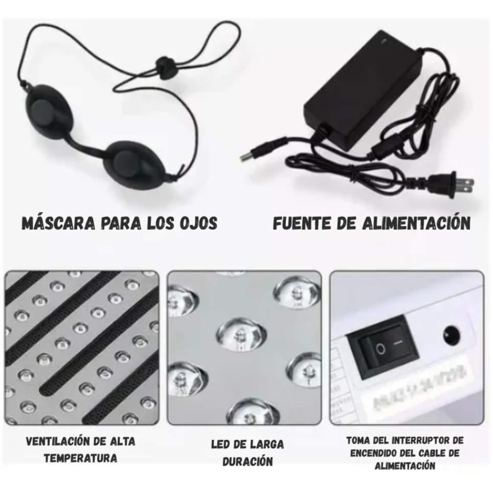 Lámpara LED Fototerapia Facial 7 Colores Tratamiento Gafas