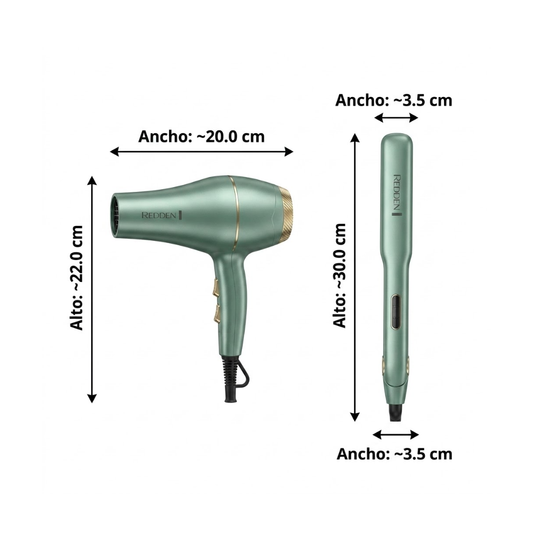 Kit 5en1 Secador Plancha Aguacate Profesional Redden 3D