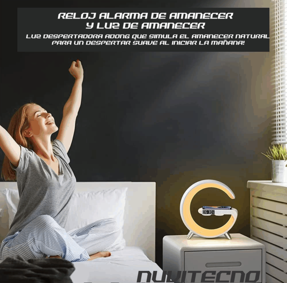 Lampara De Noche Inteligente Luz Led Rgb Bluetooth Carga Qi
