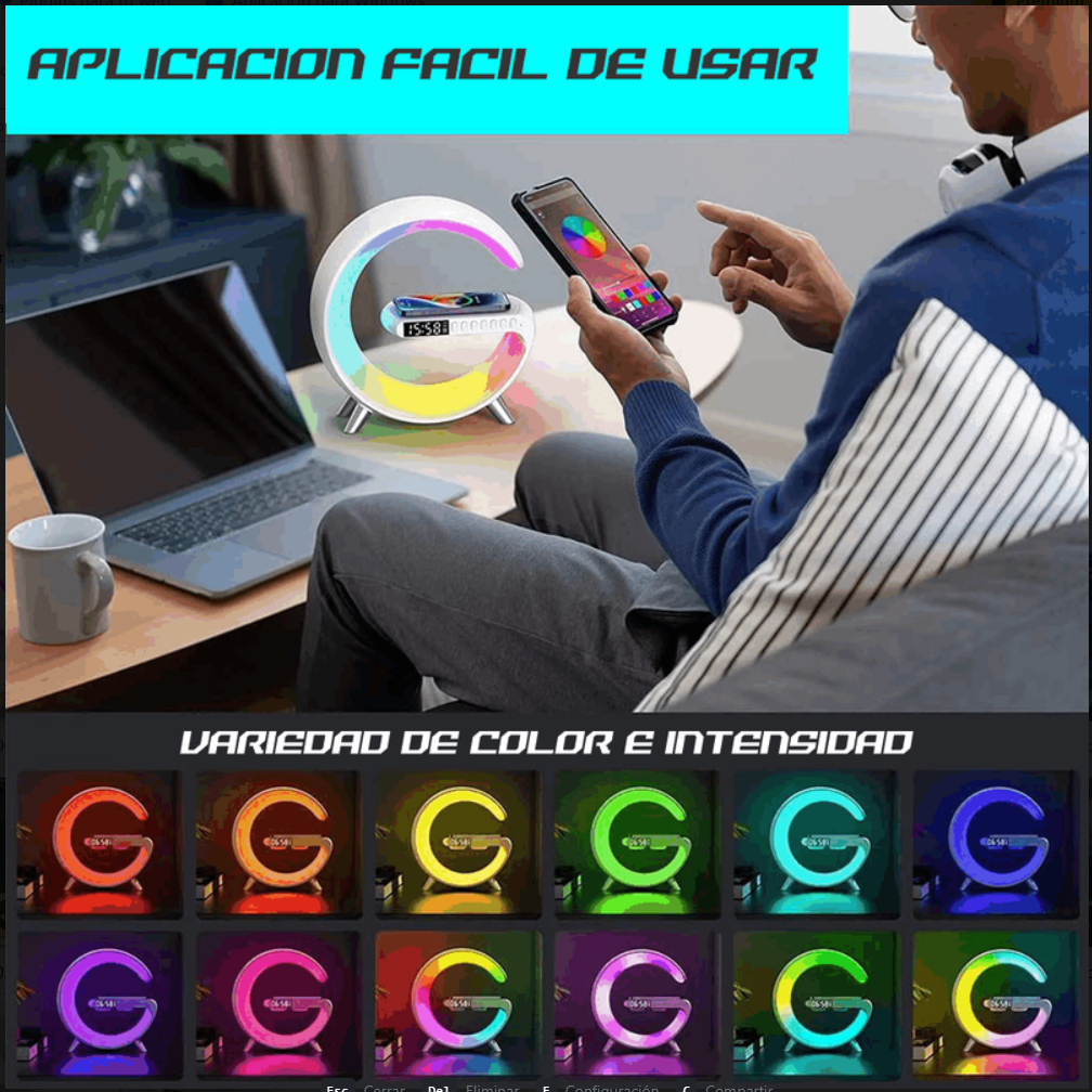 Lampara De Noche Inteligente Luz Led Rgb Bluetooth Carga Qi